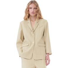 Ganni Dame Blazere Ganni Jakke Dame Stribet Blazer - Beige