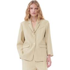 Gelb Jacketts Ganni Stripe Suiting Boxy Blazer in Sahara Sun Women's