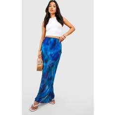 boohoo Womens Petite Blurred Floral Sheer Maxi Skirt Blue