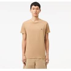 Lacoste T-shirts Lacoste Monochrome Cotton Pima Jersey Crew Neck T-shirt Beige