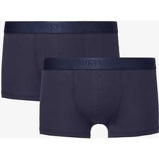 Sunspel Men's Underwear Sunspel Mens VY Branded-waistband Mid-rise Pack of two Stretch-cotton Trunks NAVY