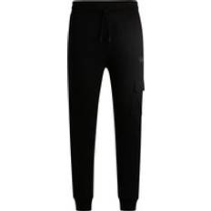 HUGO Cotton-terry tracksuit bottoms with trim