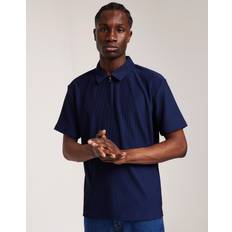 Selected Herr Pikétröjor Selected Relax Plisse Half Zip SS Polo Black Iris