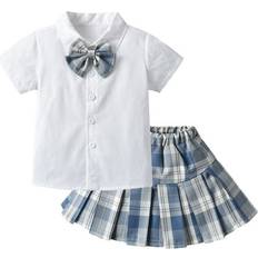 Other Sets Sokhug Sold by: Toddler Kids Baby Girls Uniform Tops Shirt Plaid Pleated Skirts Set Outfits