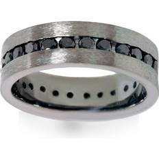 Black - Wedding Rings Pompeii3 Sold by: 1/10ct Black Diamond Brushed Wedding Mens Eternity Band 14K Black Gold