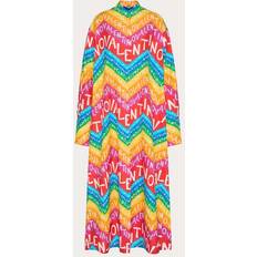 Valentino Multifärgade Klänningar Valentino CHEVRON POPELINE MIDI DRESS24 Wo MULTICOLOUR