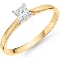 Beaverbrooks 9ct Yellow Gold Princess Diamond Solitaire Ring Gold/Yellow Gold
