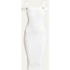Balmain Midi Dresses Balmain Knitted Midi Dress - White
