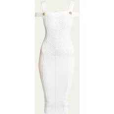 Dresses Balmain Ribbed-knit jersey midi dress white US 6