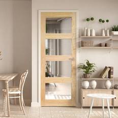 R Interior Doors Liberty Doors Liberty Pine Shaker 4 Interior Door Clear Glass R (x198.1cm)