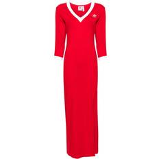 Man - Rood Jurken Adidas Jersey Maxi-Jurk Met Drie Strepen - Katoen/Elastane