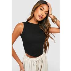 Boohoo Tank Tops boohoo Womens Thick Binding V Hem Rib Tank Top Black