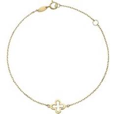 Beaverbrooks 9ct Yellow Gold Mother of Pearl Single Clover Bracelet, 19cm Gold/Yellow Gold/Pea
