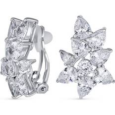 Bling Jewelry Sold by: Marquise Cut Clusters CZ Clip-On Earrings Brides Prom Silver Plated