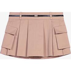 Normal Waist Skirts Maje Womens Naturels Buckle-embellished Mid-rise Pleated Cotton Mini Skirt