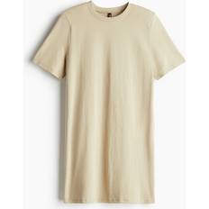 Dresses H&M T-shirt Dress with Shoulder Pads Beige