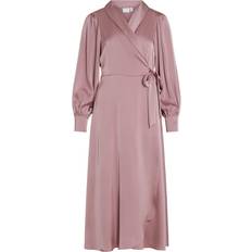 Vila Kjoler Vila Enna Ravenna Long Sleeve Midi Wrap Dress - Foxglove