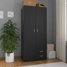 Noir Armoires vidaXL Garde-Robe Noir 80 x 52 x 180 cm Aggloméré Black Armoire