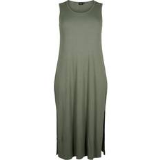 Zizzi Sleeveless Ribbed Dress - Green