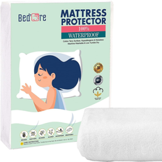 Bed'Ore Waterproof Single Protector Cotton Terry Top Fitted Mattress Cover White