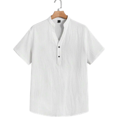 Shein Överdelar Shein Manfinity Homme Loose Men's Solid Color Half Button Shirt