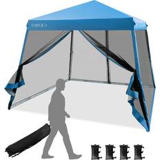 Metal Pavilions Costway Pop Up Canopy with Mesh Sidewalls and Roller 3.05x3.05 m