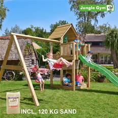 Jungle gym rutsjebane 220 Nordic Play Playtower Jungle Gym Cubby with 2 Swing Module 220 Slide & 120kg Sand