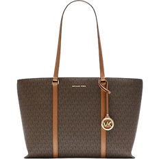 Polyurethane Toteväskor Michael Kors Temple Large Signature Logo Tote Bag - Brn/Acorn