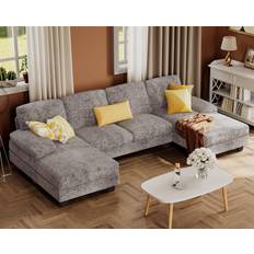 Gray Furniture Furmax Sectional Couche Grey Sofa 110.2" 4 Seater