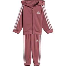 Adidas Essentials Shiny Trainingspak - Bourgogne/Wit