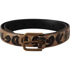 Leopard Belts Dolce & Gabbana Brown Leopard Print Vintage Metal Waist Buckle Belt