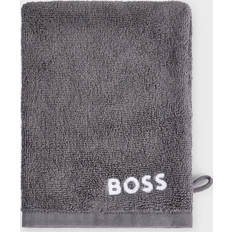 Ägyptische Baumwolle Handtücher HUGO BOSS Mitt With Contrast Logo Gästehandtuch Grau (21x15cm)