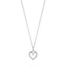 Jette Silber Halsketten Jette Strong Heart Necklace - Silver/Transparent