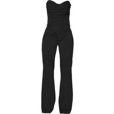 Elastane/Lycra/Spandex - Women Jumpsuits & Overalls PrettyLittleThing Ruch Pointed Corset Bandeau Jumpsuit - Black