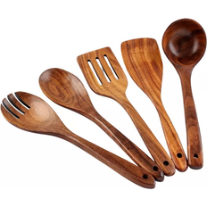 Zulay Kitchen Natural Teak Wooden Kitchen Utensil 5