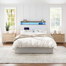 Led bed frame queen Belleze Cove LED Lights & Charging Station Queen