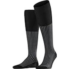 Falke herr Oxford Stripe knästrumpor ventilerande bomull förstärkta mäns knästrumpor platta sömmar för tryckfri fotspets ribbad speciell briljans business vardag par, Svart Black-mix 3010 41-42