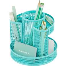 Turquoise Desktop Organizers Annova Mesh Desk Organizer Rotate with 5 Compartments