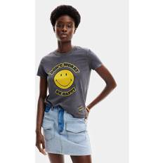 Desigual T-Shirts Desigual T-Shirt Frau More Smiley Gris