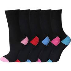 KAV Pack Of Pairs Ladies Colour Heel & Toe Socks In Black Breathable Multipack Socks For Work And Casual Wear One