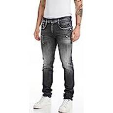 Replay Anbass Slim Fit Aged Jeans med Power Stretch, Mörkgrå 097, x 34L