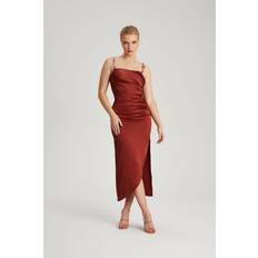 Satin Organic Chain Dress Burnt Orange