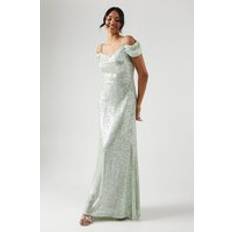 Evening Gowns - Pink Dresses Coast Cold Shoulder Sequin Bridesmaids Dress Sage