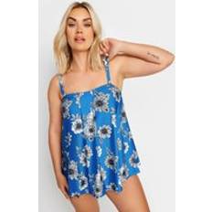 Blue Tankinis Yours Floral Print Pleated Tankini Blue