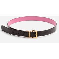 Pink Belts Frances Valentine Reversible Pink Crinkle Patent Belt Croc Brown