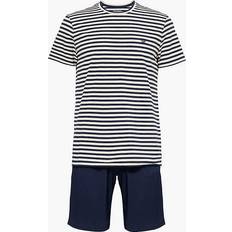 Emporio Armani Sleepwear Emporio Armani Mens Riga Marine/nudo Brand-pattern Cotton-jersey Pyjama set