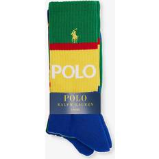 Polo Ralph Lauren Socks Polo Ralph Lauren Mens 2pk Yellow/blue Chamoni Logo-embroidered Pack of two Stretch-cotton Blend Socks