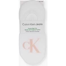 Calvin Klein Pink Socks Calvin Klein Womens White/rose Pink Footie Low-cut Pack of two Stretch Cotton-blend Socks 1SIZE