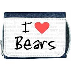 Silver Wallets TeeTreeDesigns I love heart bears denim wallet