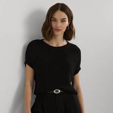 Ralph Lauren Women Sweaters Ralph Lauren Rib-Knit Short-Sleeve Sweater in Black